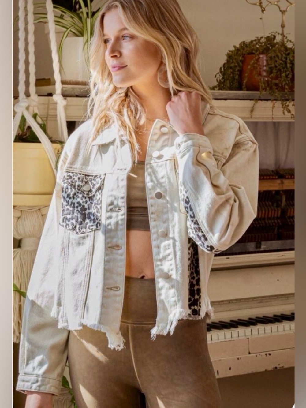 POL Cream Twill Shirt Jacket